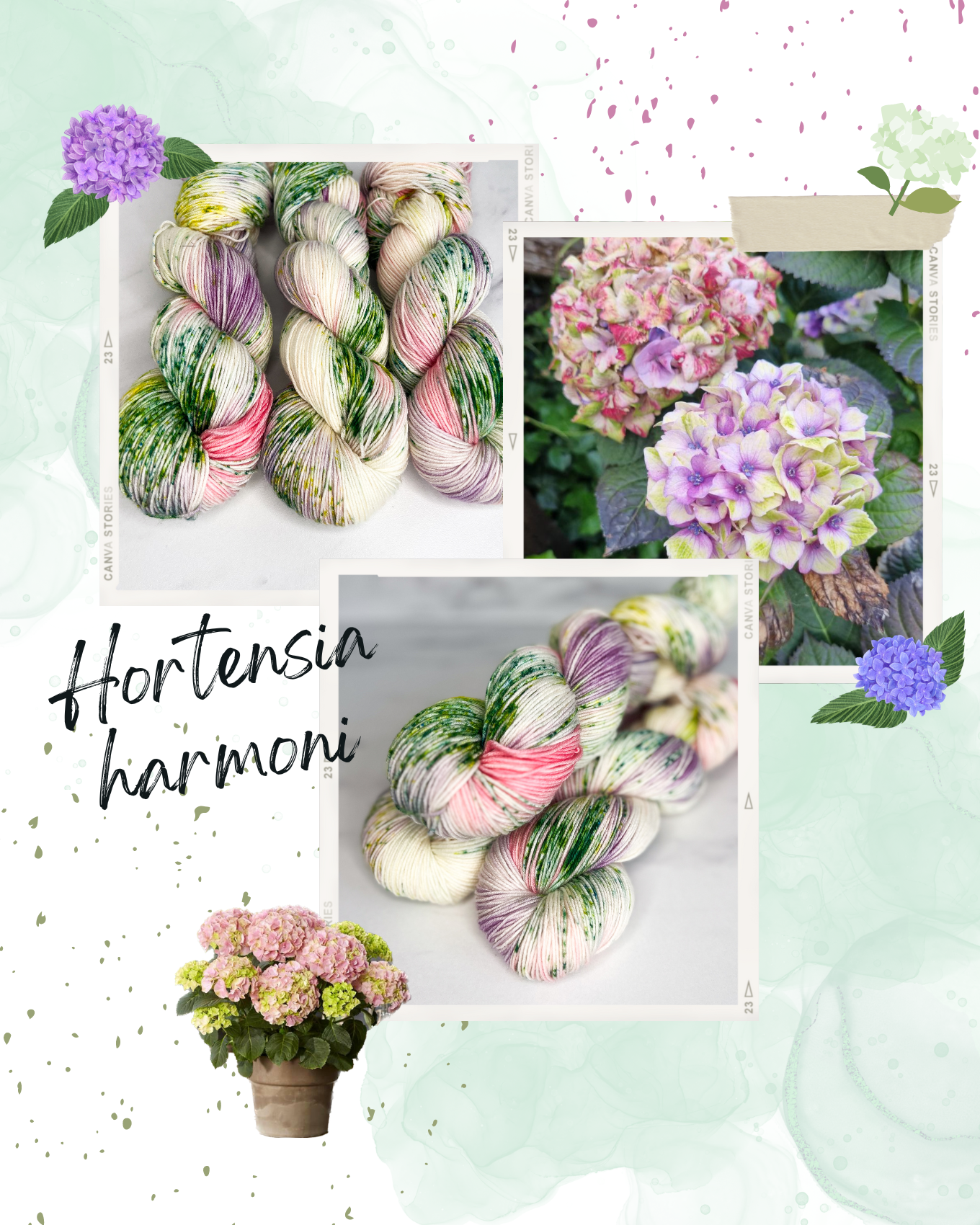 Håndfarvet ekstrafin merinould | Hortensia harmoni ☀️