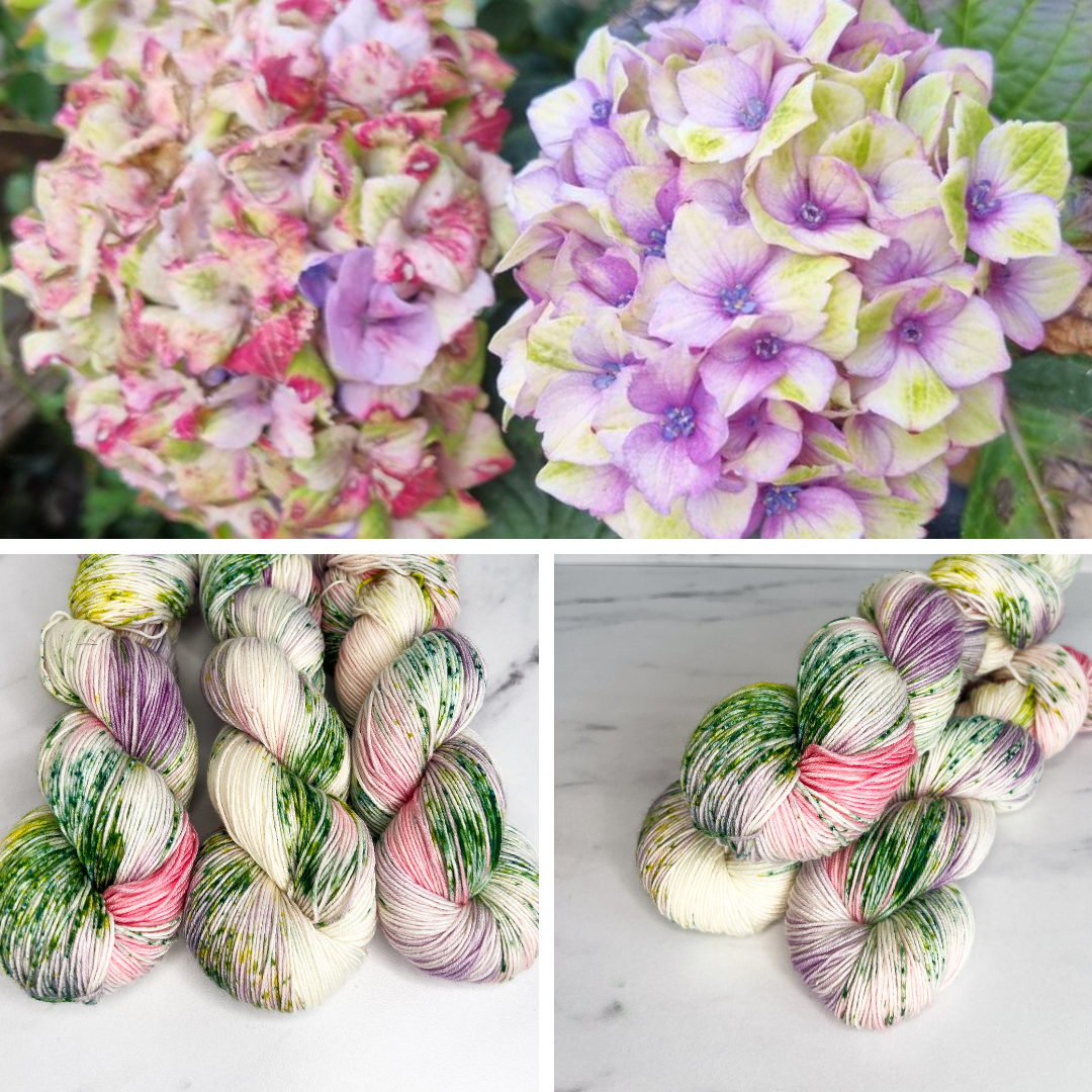 Håndfarvet ekstrafin merinould | Hortensia harmoni ☀️