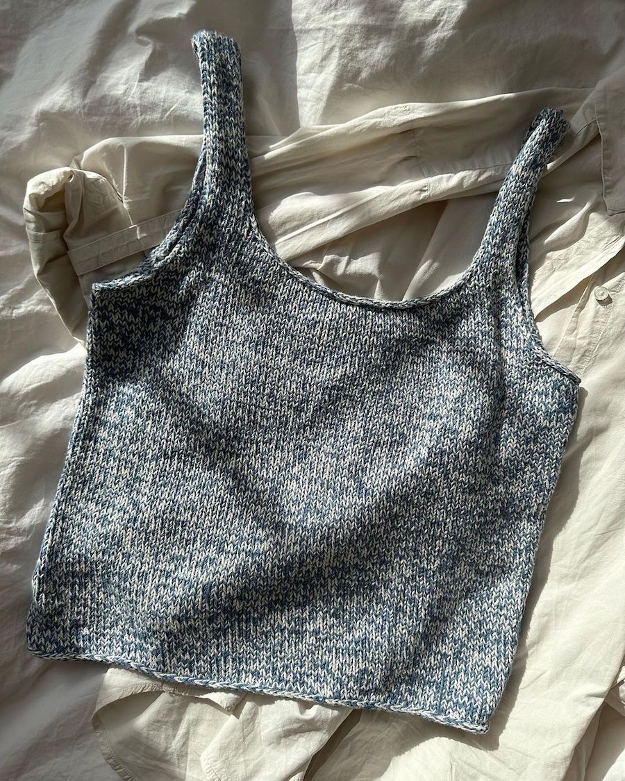 gråmeleret junetop petiteknit